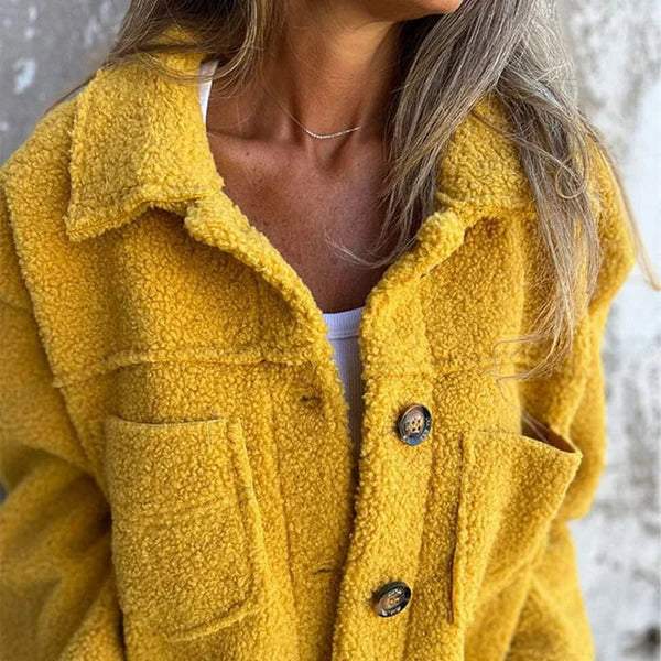 Women's Winter Faux Fur Coats Long Sleeve Lapel Button Down Pockets Fleece Sherpa Jacket Casual Trendy Outerwear - Seldom Seen Styles