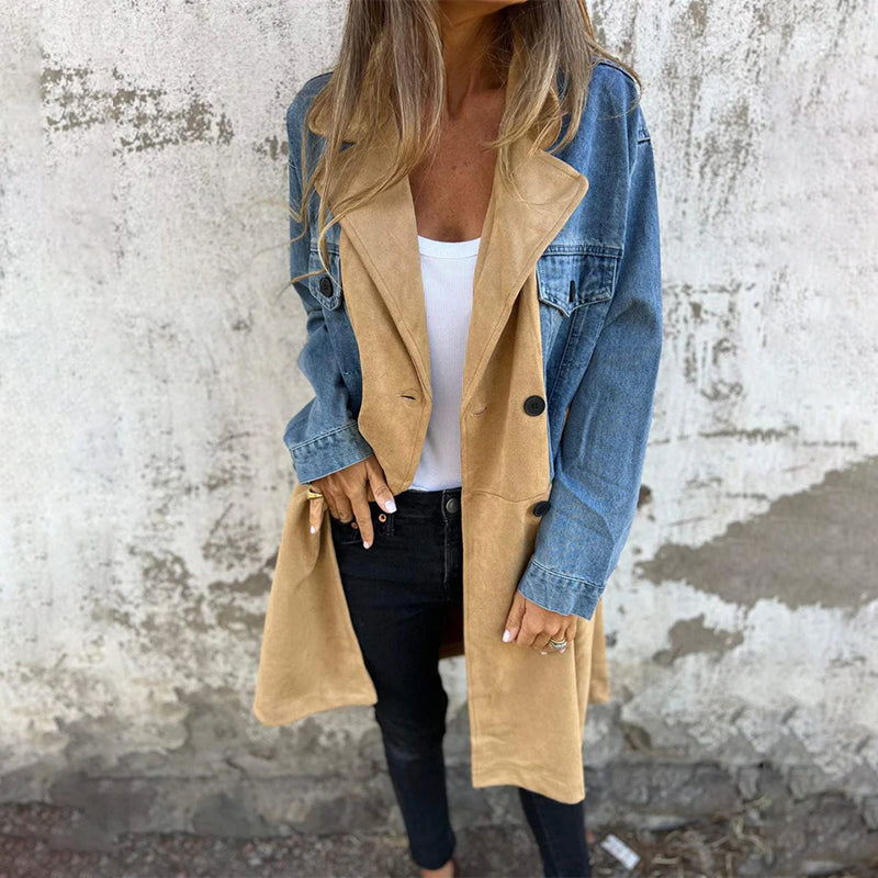 🥰 limited-time price offer 🥰Mid-length trench coat with denim-jeans seams - Seldom Seen Styles