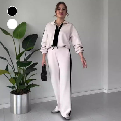 🔥🖤Black Friday Sale:50% OFF🔥Women’s Zipper Lapel Tops ＆ Pants 2-Piece Set