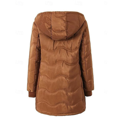 Warm jacket with hood and zip for women