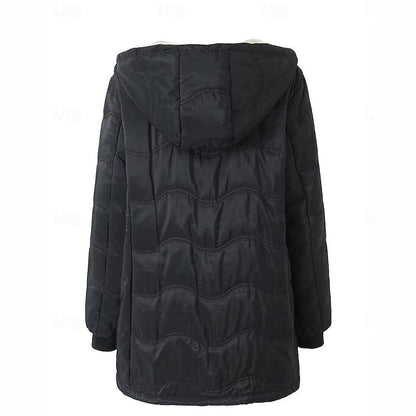 Warm jacket with hood and zip for women