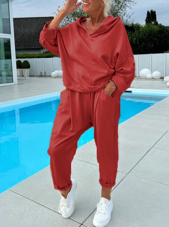 Two-piece women's hoodie set in plain colors - Seldom Seen Styles