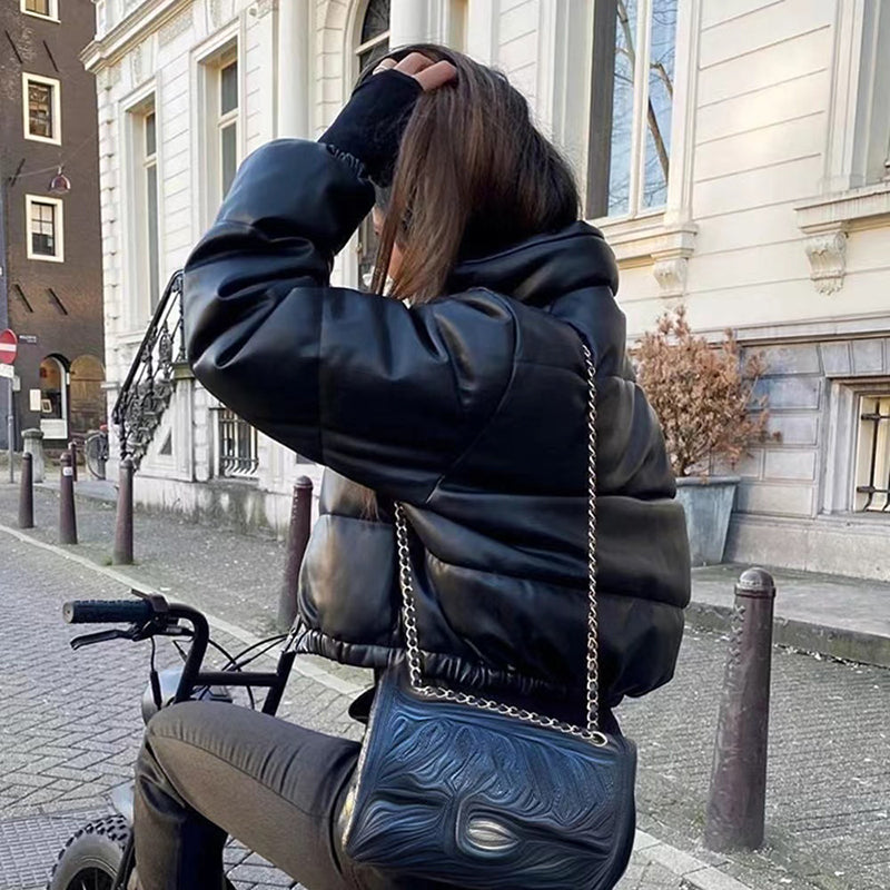 ❄️Winter Specials❄️ PU leather quilted jacket for women - Seldom Seen Styles