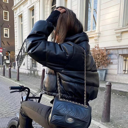 ❄️Winter Specials❄️ PU leather quilted jacket for women - Seldom Seen Styles