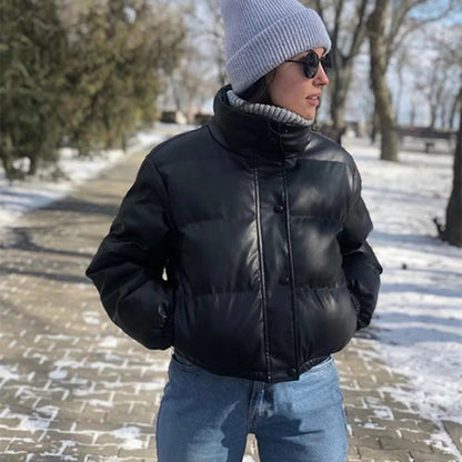 ❄️Winter Specials❄️ PU leather quilted jacket for women - Seldom Seen Styles