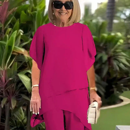 Herlene | Ensemble Chic Top et Pantalon Irrégulier