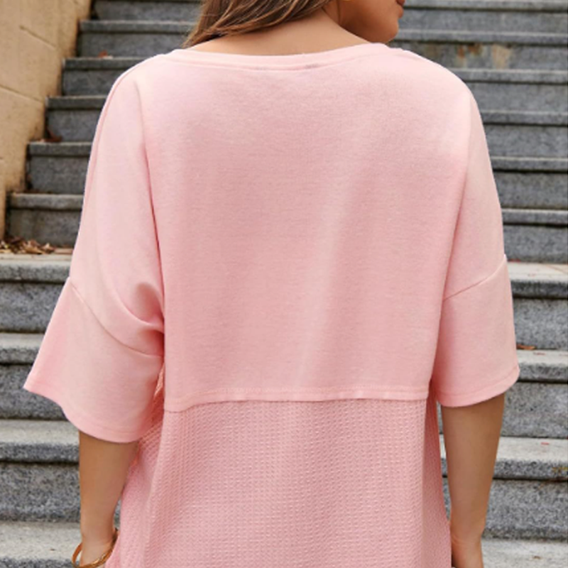 Casual Button Down Waffle Knit Top