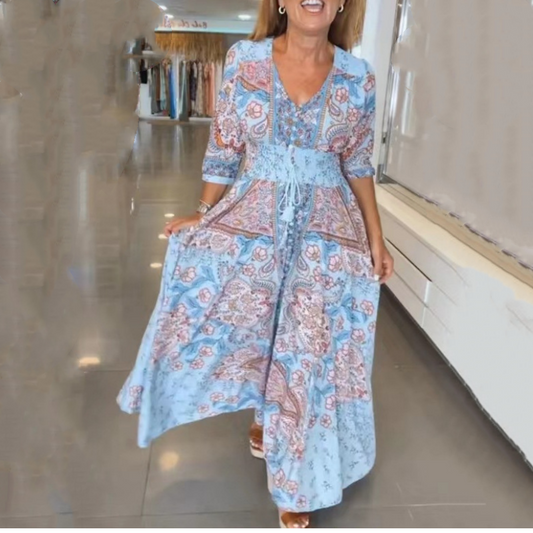 Lady's elegant long dress flower dress