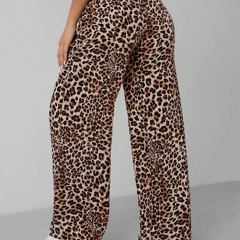 Women's Fashion Leopard Print Straight-Leg Wide Pants