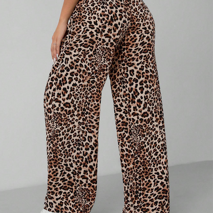 Women's Fashion Leopard Print Straight-Leg Wide Pants