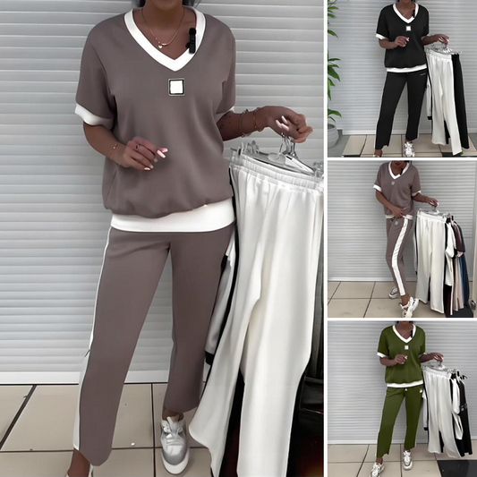 ⏳Limited time 50% discount💥Casual women's two-piece set: V-neck top and trousers - Seldom Seen Styles
