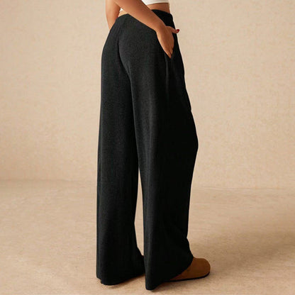 Female leisure trousers with wide legs and drawstring