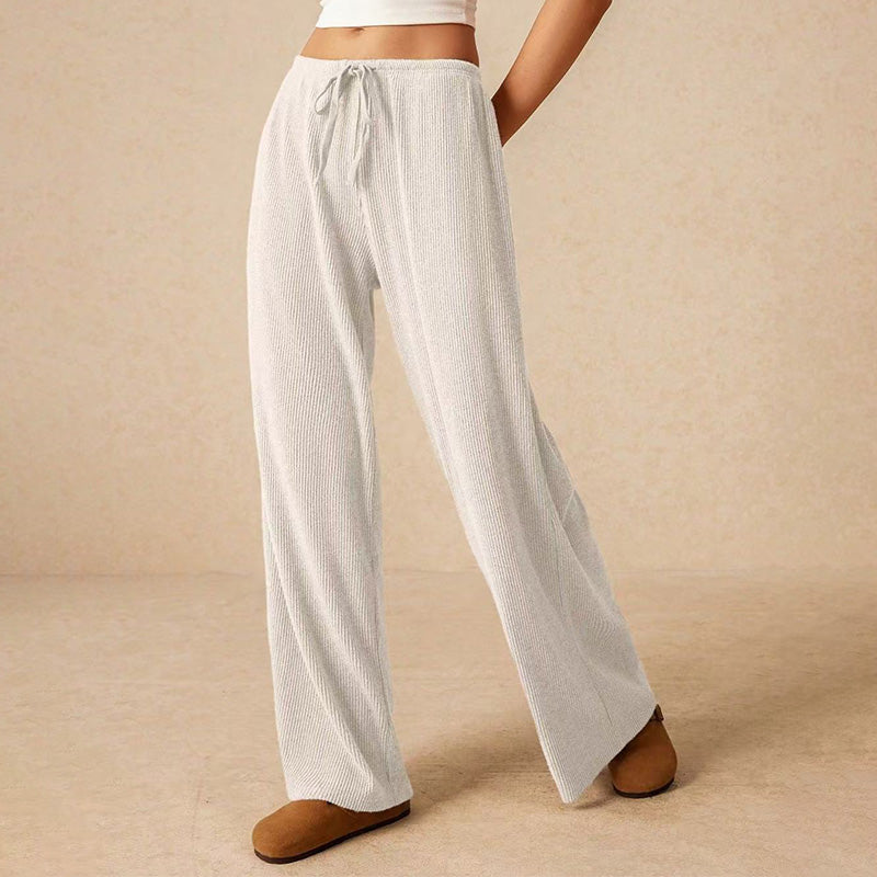 Female leisure trousers with wide legs and drawstring - Seldom Seen Styles