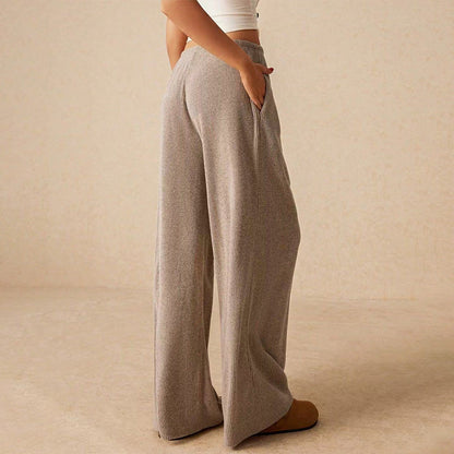 Female leisure trousers with wide legs and drawstring