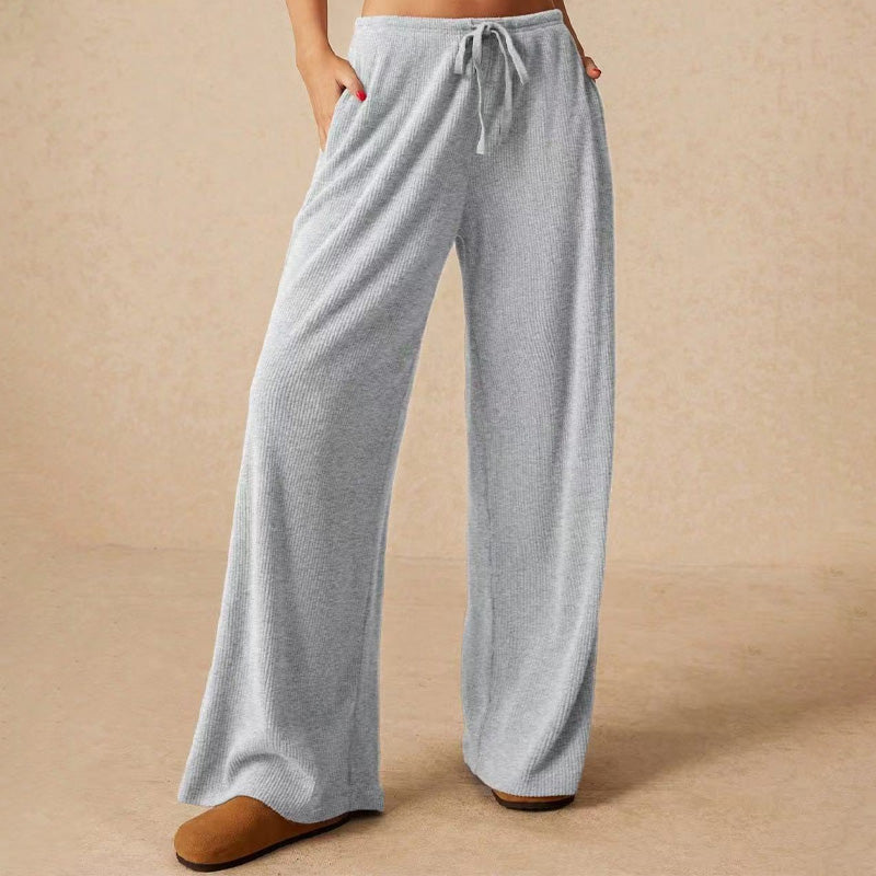 Female leisure trousers with wide legs and drawstring - Seldom Seen Styles