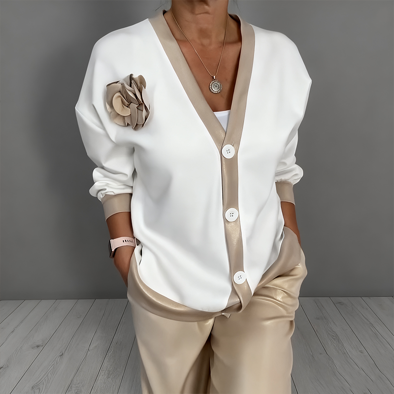 Women’s Casual V-Neck Top & High Waist Pants 2-Piece Set - Seldom Seen Styles