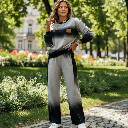 Women's Casual Gradient Top and Pants Set
