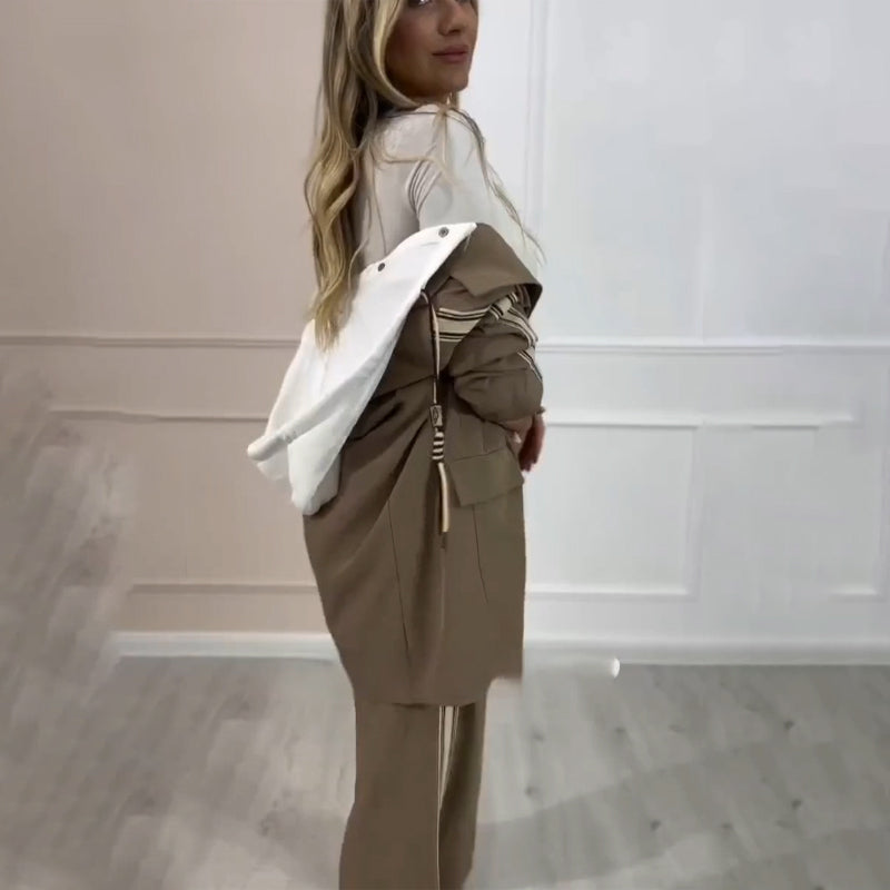 Women’s Stylish Hooded Coat & Pants 2-Piece Set - Seldom Seen Styles
