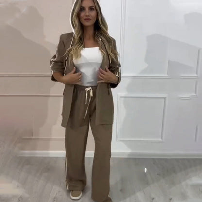 Women’s Stylish Hooded Coat & Pants 2-Piece Set - Seldom Seen Styles